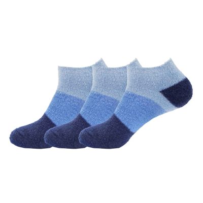 BambooMN Women's X-Large Fuzzy Soft Aloe Infused Fuzzy Nylon Spa Socks, Navy, 3 Pairs