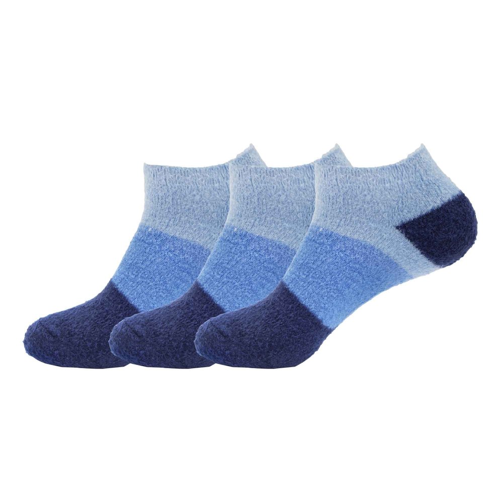 BambooMN Women's X-Large Fuzzy Soft Aloe Infused Fuzzy Nylon Spa Socks, Navy, 3 Pairs