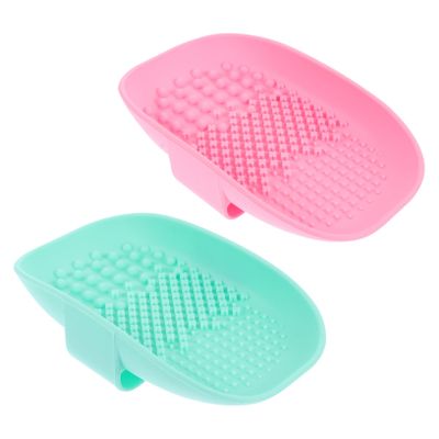 balacoo 2pcs Silicone Makeup Brush Cleaning Mats Scrub Pads for Efficient Brush Maintenance Blue Pink Durable Reusable Non-damaging for Healthy Skin Care