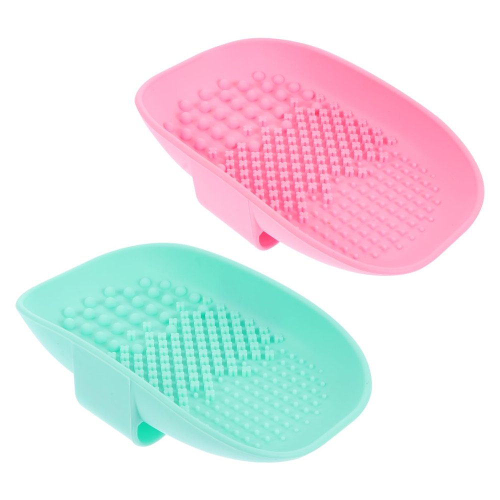 balacoo 2pcs Silicone Makeup Brush Cleaning Mats Scrub Pads for Efficient Brush Maintenance Blue Pink Durable Reusable Non-damaging for Healthy Skin Care