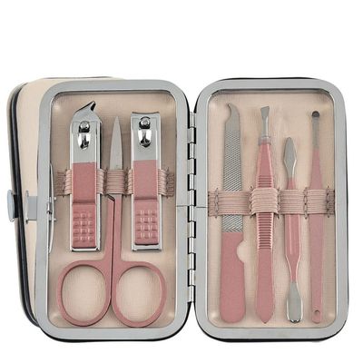 AMONG Manicure Kit Stainless Steel Nail Clippers Hand Care Set Nail Clippers 18-Piece Nail Tool Set Nail Care Set Suitable for Outdoor Travel Rose Gold Nail Clippers Kit (Color : A)