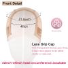 Lace Wig Grip Cap for Women - Medium Size Snug Fit 4x5 Transparent Swiss Lace Non-slip Glueless Wig Gripper with Ear-Cutouts Adjustable Velcro Headband (Light Brown) view 2
