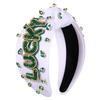 CEALXHENY Embellished Crystal Rhinestone Knotted Headband - Green Shamrock Hair Accessories for Women, Irish Holiday Outfit Gifts (LUCKY 1) view 1