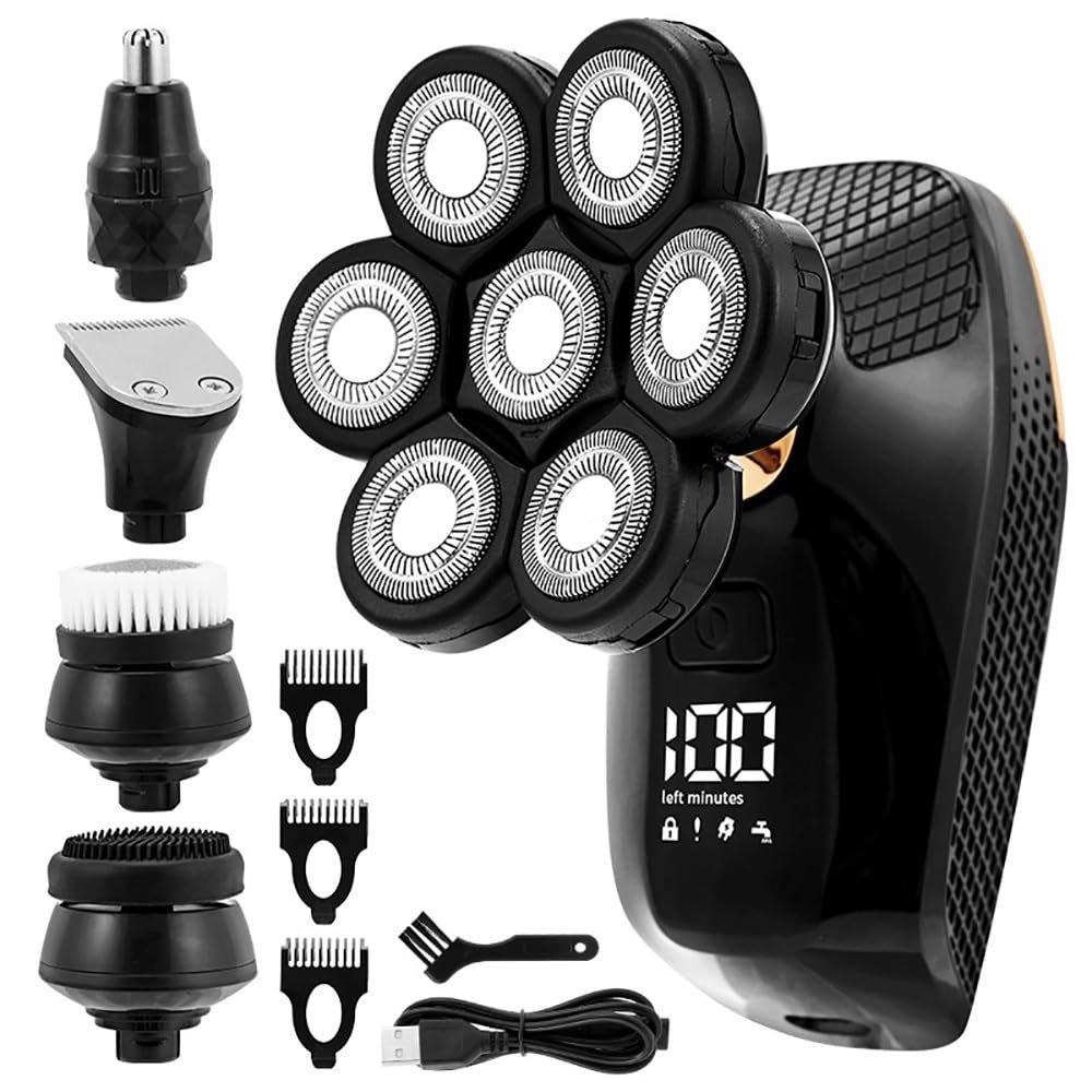 EKHOU Head Shavers for Bald Men, 5 in 1 Shaver for Men 7D Independently 7 Cutter Floating Head Waterproof Electric Razor Multifunction USB Charge Trimmer for Men