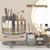 360 Rotating Makeup Organizer for Vanity - Large Capacity Cosmetic Display Case Countertop Cosmetic Storage Holder with Makeup Brush Holders Gray view 3