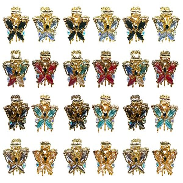 3 Set of 8 24 Count JCGY Mini Hair Claws Butterfly Metal Claw Clips Gold Tone Women Girls U86425-2434-8-3
