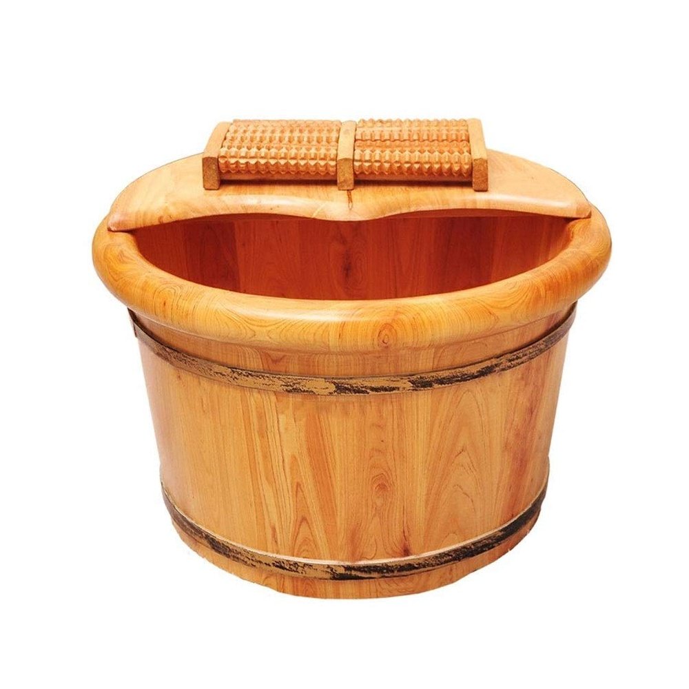 BABYCE Foot Bath Soak Foot Bath Spa Tub,Wood Bucket for Pedicure,Foot Soak Bucket with Massage Roller and Lid,Foot Tub for Soaking Feet,Foot Basin for Adults Foot Spa Household Wash Ba