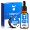 Beard Growth Oil & Beard Balm - Beard Growth Kit with 2X Concentration Biotin for Men, Natural Ingredients with Argan Oil, Jojoba Oil and Vitamin (Sandalwood) view 1