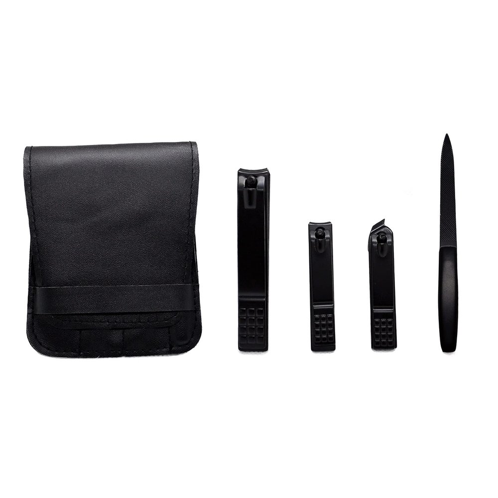 AMONG Manicure Kit Mini Personal Care Set Portable Nail Clippers 3 Pieces Built in Nail File Black Travel Ladies Men Nail Clippers Kit