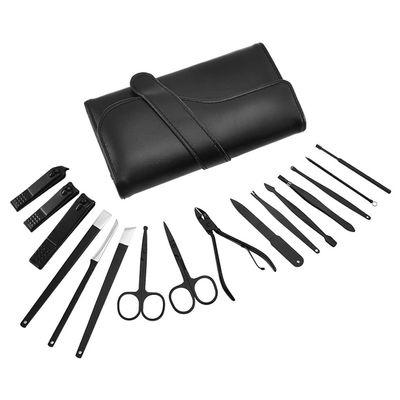 AMONG Manicure Kit Stainless Steel 16-Piece Nail Set Tool PU Bag Nail Care Kit Nail Toenail Clipper Nail Set Tool for Indoor and Bedroom Travel Portable Use Nail Clippers Kit