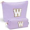 YOOLIFE Makeup Travel Bag Makeup Pouch - Initial Travel Makeup Bag Cosmetic Bag Birthday Gift Wedding Gifts Cute Bridesmaid Gifts Friend Birthday Gifts for Women Her Gifts for Teenage Girls W view 1