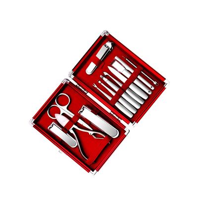 AMONG Manicure Kit Personal Care Manicure Pedicure Set Portable Nail Clippers Thick Nails Home Use 13 Pieces Man Red Nail Clippers Kit