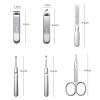 AMONG Manicure Kit Nail Clipper Set, 6 Pieces Stainless Steel Professional Manicure Set Pedicure Kit, Portable Nail Scissors Grooming Kit with Leather Travel Case Nail Clippers Kit (Color : Gray) view 2