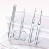 AMONG Manicure Kit Nail Clipper Set, 6 Pieces Stainless Steel Professional Manicure Set Pedicure Kit, Portable Nail Scissors Grooming Kit with Leather Travel Case Nail Clippers Kit (Color : Gray) view 4