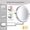 8" Wall Mounted Lighted Vanity Mirror 1X/10X Magnifying Makeup Mirror, Double Sided Dimmable Screen Touch Bathroom Shaving Mirror with 3 Color Lights, 360 Degree, USB Charging view 3