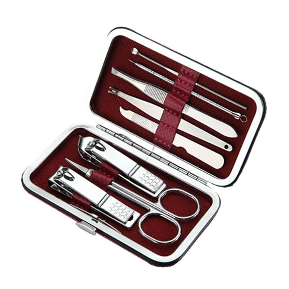 AMONG Manicure Kit Nail Clipper Set Black Stainless Steel Nail Manicure Tools Home Beauty Nail Set Travel Portable Gift Box Nail Set 8 Pieces Nail Clippers Kit (Color : C)