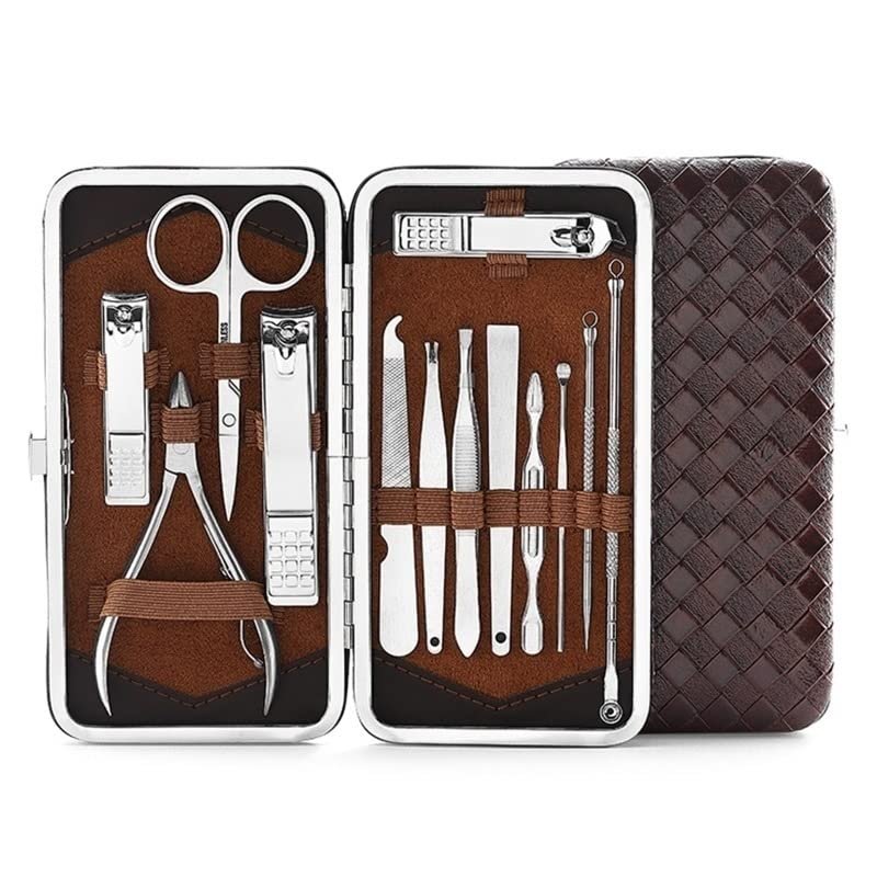 AMONG Manicure Kit Set Nail Scissors Set Professional Men Women Grooming Set Stainless Steel Portable Travel Home Personal Care 13PCS Nail Clippers Kit