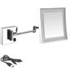 8 Inch Bathroom Mirror Wall Mounted, USB Rechargeable Makeup Mirror 3X Magnification Shaving Mirror 180 Swivel Vanity Mirror LED Lighted Wall Mounted Mirrors Square Cosmetic Mirror view 1