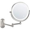 ZADIKO 8'' Bathroom Mirrors Wall Mounted Makeup Mirror,Upgrade Auto Off LED Shaving Mirror 1X/5X Magnifying Double Sided 360Swivel Extendable,Powered by 4 x AAA Batteries Chrome (Color : Nickel) view 1