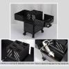HJXGQJM Rolling Makeup Case Professional Makeup Train Case Makeup Aluminium Vanity Case, Make Up Artist Train Case Hairdressing Tools Organiser, Black Trolley Case Cosmetic Case with Castors view 2