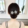 Asnewa Elegant Hair Clip for Women, Rhinestone Flower Hair Clip, for Thick or Thins Ponytail Hair Strong Hold,Lazy Hair Curler Deft Bun Maker, Ocean Blue Feather Hairpin (i) view 2