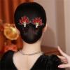 Elegant Hair Clip for Women, Rhinestone Flower Hair Clip, for Thick or Thins Ponytail Hair Strong Hold,Lazy Hair Curler Deft Bun Maker, Ocean Blue Feather Hairpin (n) view 2