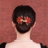 Elegant Hair Clip for Women, Rhinestone Flower Hair Clip, for Thick or Thins Ponytail Hair Strong Hold,Lazy Hair Curler Deft Bun Maker, Ocean Blue Feather Hairpin (n) view 3