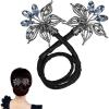 Elegant Hair Clip for Women, Rhinestone Flower Hair Clip, for Thick or Thins Ponytail Hair Strong Hold,Lazy Hair Curler Deft Bun Maker, Ocean Blue Feather Hairpin (k) view 1