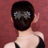 Elegant Hair Clip for Women, Rhinestone Flower Hair Clip, for Thick or Thins Ponytail Hair Strong Hold,Lazy Hair Curler Deft Bun Maker, Ocean Blue Feather Hairpin (k) view 2