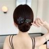 Elegant Hair Clip for Women, Rhinestone Flower Hair Clip, for Thick or Thins Ponytail Hair Strong Hold,Lazy Hair Curler Deft Bun Maker, Ocean Blue Feather Hairpin (c) view 2