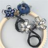 Elegant Hair Clip for Women, Rhinestone Flower Hair Clip, for Thick or Thins Ponytail Hair Strong Hold,Lazy Hair Curler Deft Bun Maker, Ocean Blue Feather Hairpin (c) view 3