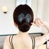 Asnewa Elegant Hair Clip for Women, Rhinestone Flower Hair Clip, for Thick or Thins Ponytail Hair Strong Hold,Lazy Hair Curler Deft Bun Maker, Ocean Blue Feather Hairpin (l) view 2