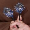 Asnewa Elegant Hair Clip for Women, Rhinestone Flower Hair Clip, for Thick or Thins Ponytail Hair Strong Hold,Lazy Hair Curler Deft Bun Maker, Ocean Blue Feather Hairpin (l) view 3