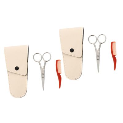 Didiseaon 2sets Beard Grooming Kit Comb Scissors for Eyebrows Nose Hair Mustache Beard Trimming