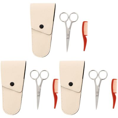 Didiseaon 3sets Beard Grooming Kit Scissor Comb for Men Mustache Scissors Beard Trimmer