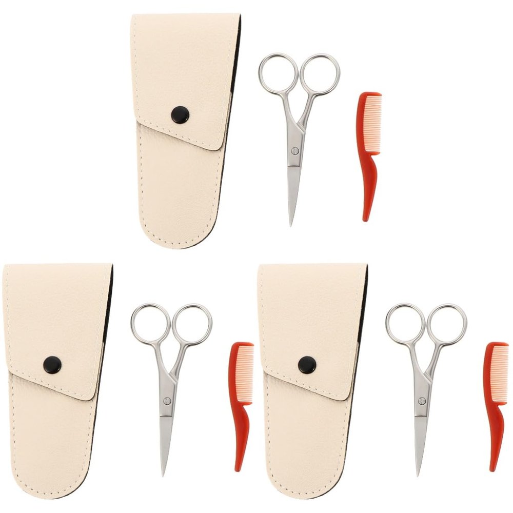 Didiseaon 3sets Beard Grooming Kit Scissor Comb for Men Mustache Scissors Beard Trimmer