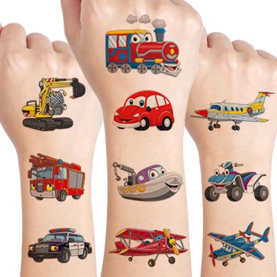 UVUXO Cars and Airplane Temporary Tattoos for kids - 120 Styles Transportation Tattoos Temporary for Girls Boys Cars and Airplane Birthday Party Supplies Gifts for Kids