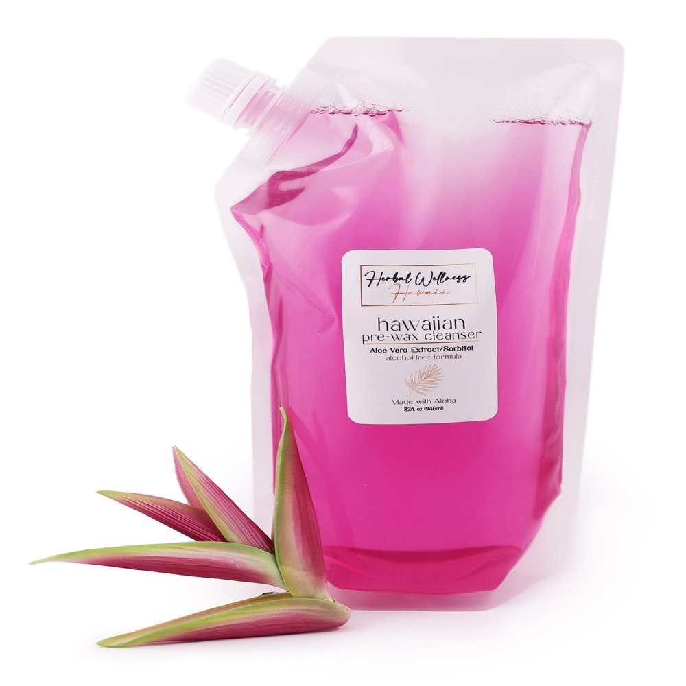 Herbal Wellness Hawaii Hawaiian Pre-Wax Cleanser (Gentle Soothing Formula) (32 Fl.oz), pink