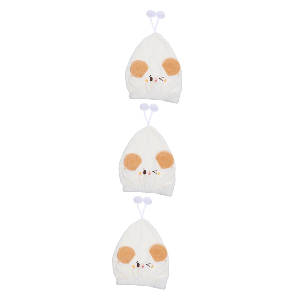 Angoily 3pcs Hair Drying Hat for Girls Soft Hair Wrap for Wet Hair Absorbent Hair Cap Fleece Material Cartoon Design Hair Towel Wraps for Women
