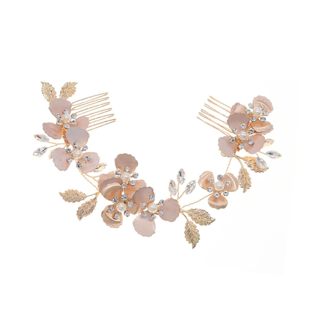 Balacoo Bridal Hair Comb Headband Crystal Flower Hair Comb Headdress Pearl and Rhinestone Tiara Wedding