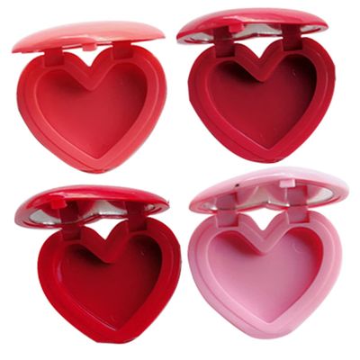 Beatifufu 4Pcs Heart-shaped Empty Eyeshadow and Lip Containers with Mirror Compact Cosmetic Cases for Travel and DIY Makeup Storage
