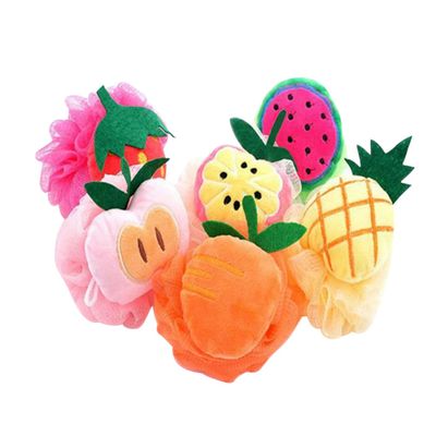 balacoo 6pcs Fruit Shaped Bath Exfoliating Mesh Poufs for and Lathering for Shower and Bath Use Portable Bathing Supplies Comfortable Texture
