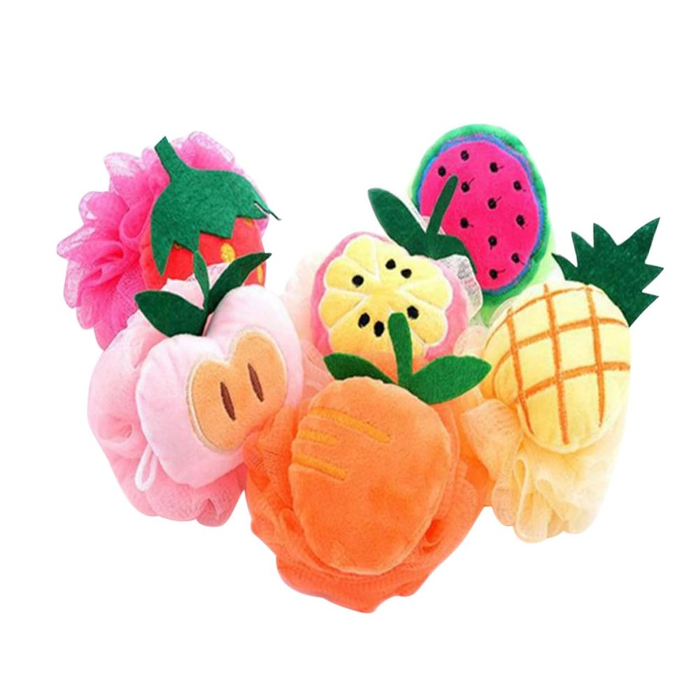 balacoo 6pcs Fruit Shaped Bath Exfoliating Mesh Poufs for and Lathering for Shower and Bath Use Portable Bathing Supplies Comfortable Texture