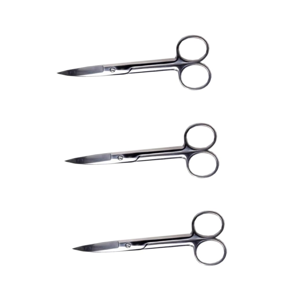 balacoo 3pcs Stainless Steel Curved Scissors for Eyebrow Trimming and Makeup Portable Design for for Tape and Precision Cutting Pvc Packaging