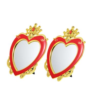balacoo 2pcs Elegant Heart Crown Design Desktop Stand Mirrors Stylish Wedding Table Placing for Bedroom Bathroom and Living with Decorative Antique Finish