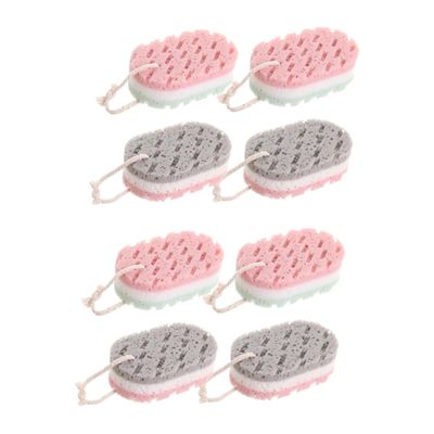 Didiseaon 8pcs Exfoliating Sponge Bath Wipe Bathing Sponge Towel Lanyard Body Scrubbing Tool Gently Smooth Skin Home Hotel Random Color