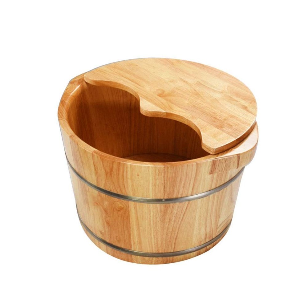 BABYCE Foot Bath Soak Foot Spa Bucket with Lid,Solid Oak Wood Foot Soaking Barrel Bucket,Foot Wash Basin for Foot Bath,Foot Soaking Tub Foot Spa Household Wash Ba, UWGK6003178