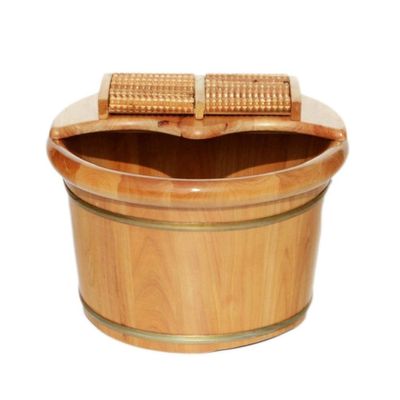 BABYCE Foot Bath Soak Foot Wash Basin for Foot Bath,Solid Cedar Wood Foot Soaking Barrel Bucket,Foot Spa Bucket with Massage,Foot Soaking Tub Foot Spa Household Wash Ba