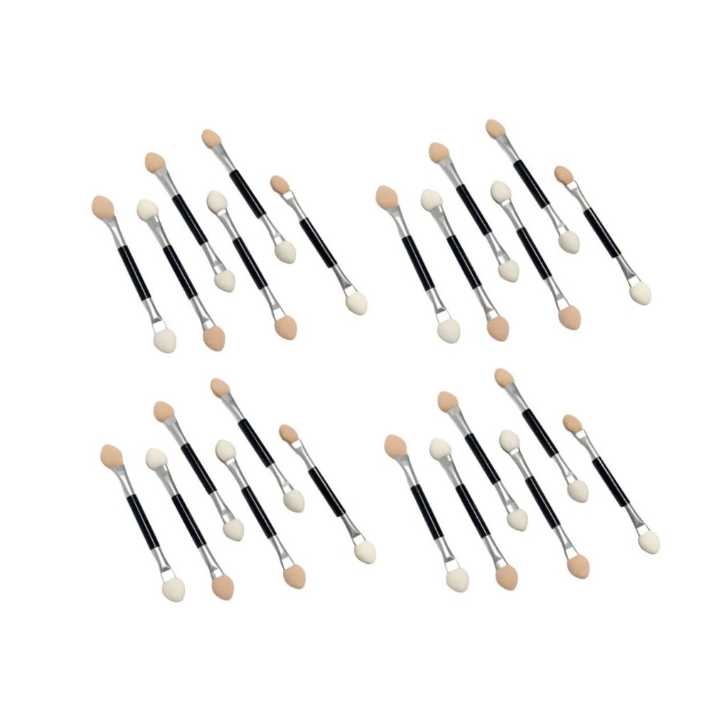 DOITOOL 30pcs Double-headed Eyeshadow Applicators Portable Makeup Brushes with Aluminum Tubes and Latex Tips for Eye Makeup Women and Girls The Go