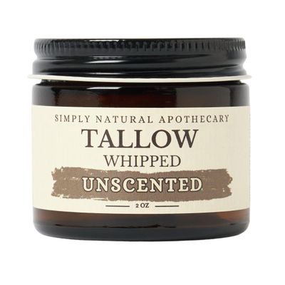 Beef Tallow for Skin Care, Face, Hands - Natural Moisturizer - Whipped - Organic Grass-Fed Beef Fat - Vitamins A, D, E, K - Dry Skin, Baby Diaper Cream - Hydrating - Handmade - Unscented - 2 oz Jar